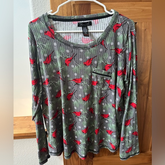 Rene Rofe Gray and Red Bird Print Sleepwear Set - Picture 1 of 4